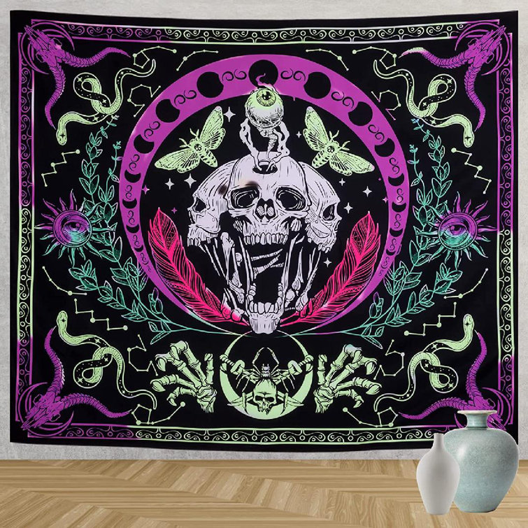 The Holiday Aisle® Polyester Skull Tapestry Wayfair